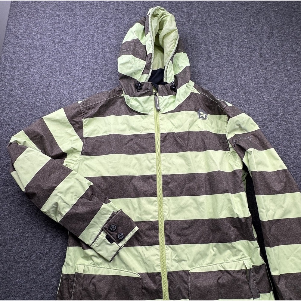 Sessions Terrain Snowboarding Recco Jacket Men's Sz L Green Striped Waterproof